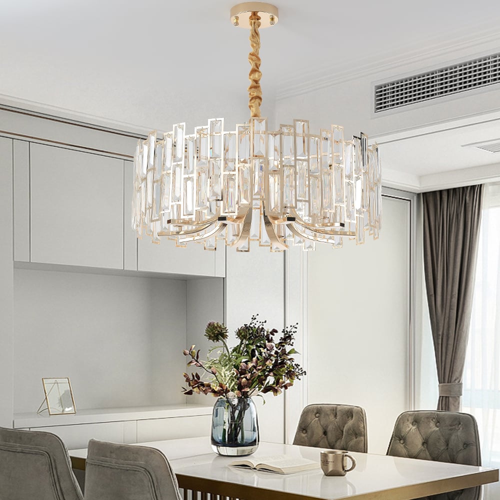 Golden Crystal Chandelier for Living Room | Modern Elegant Ceiling Light