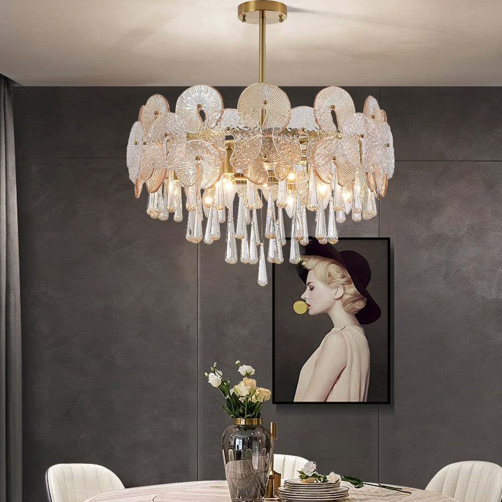 Luxury Tiered Crystal Chandelier in Gold Finish | Elegant Ceiling Light