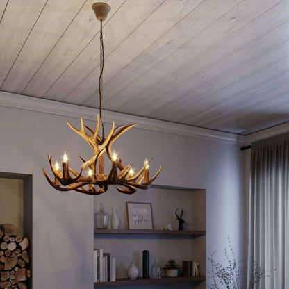 Rustic Antler LED Chandelier | Deer Horn Ceiling Light for Living Dining Room