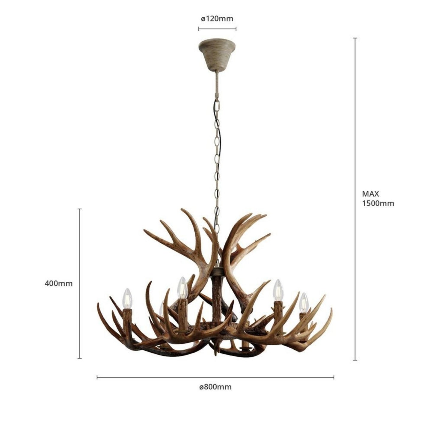 Rustic Antler LED Chandelier | Deer Horn Ceiling Light for Living Dining Room