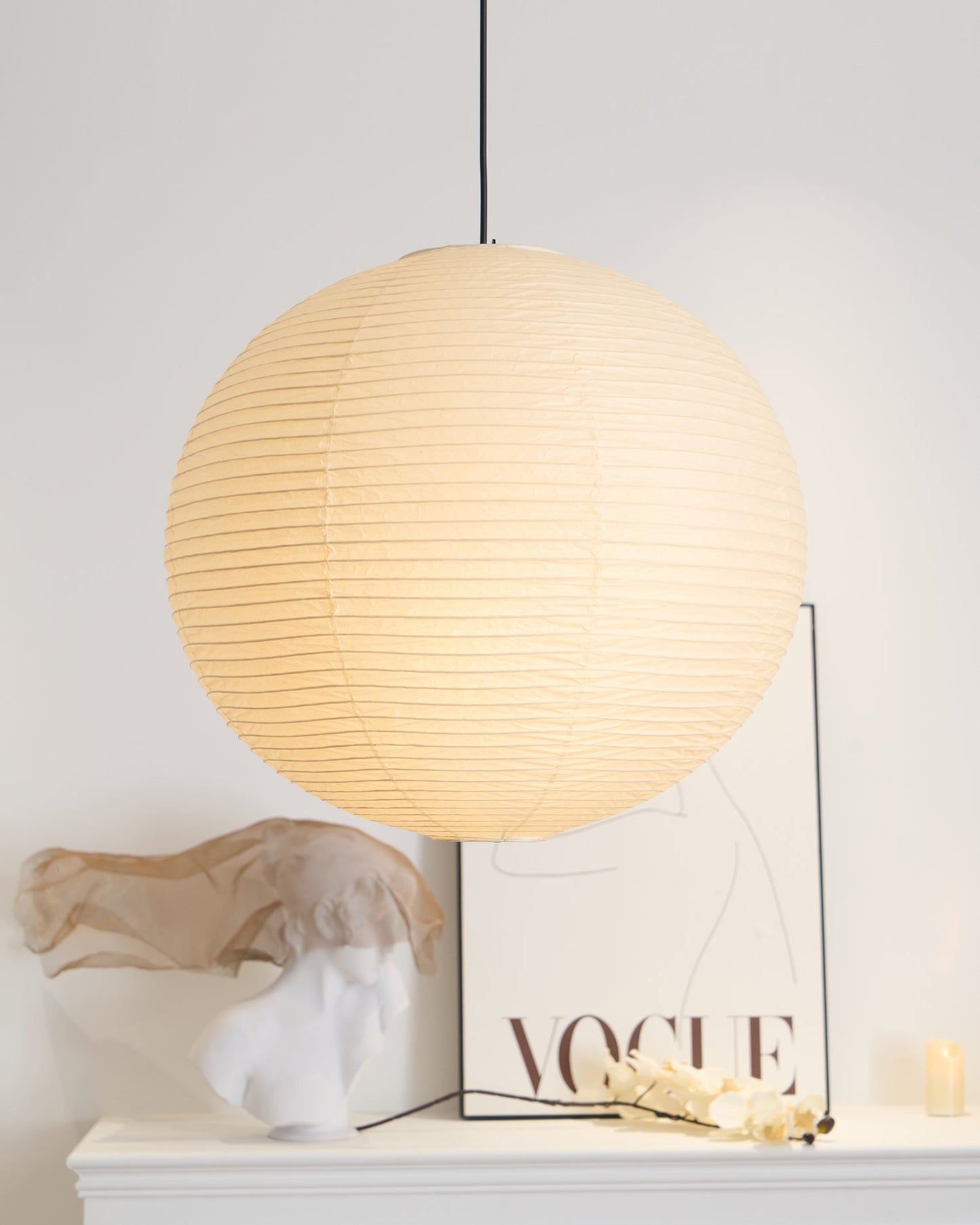 Japanese Paper Pendant Lamp | Minimalist Round Ceiling Light