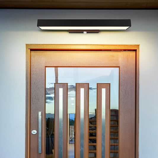 Outdoor Motion Sensor Wall Light in Modern Black | Waterproof LED Wall Lamp