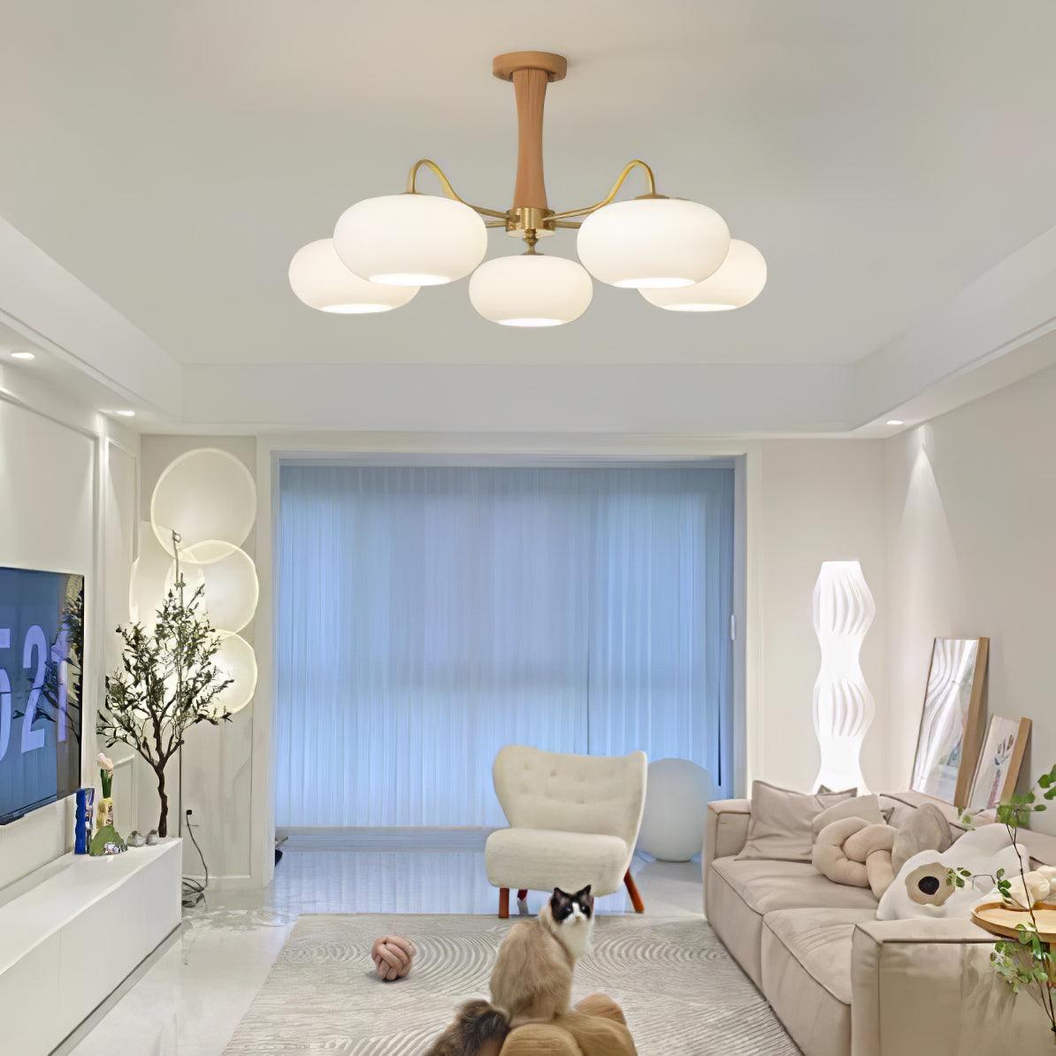 Wooden Chandelier Ceiling Lamp | Elegant Living Room and Bedroom Light Fixture