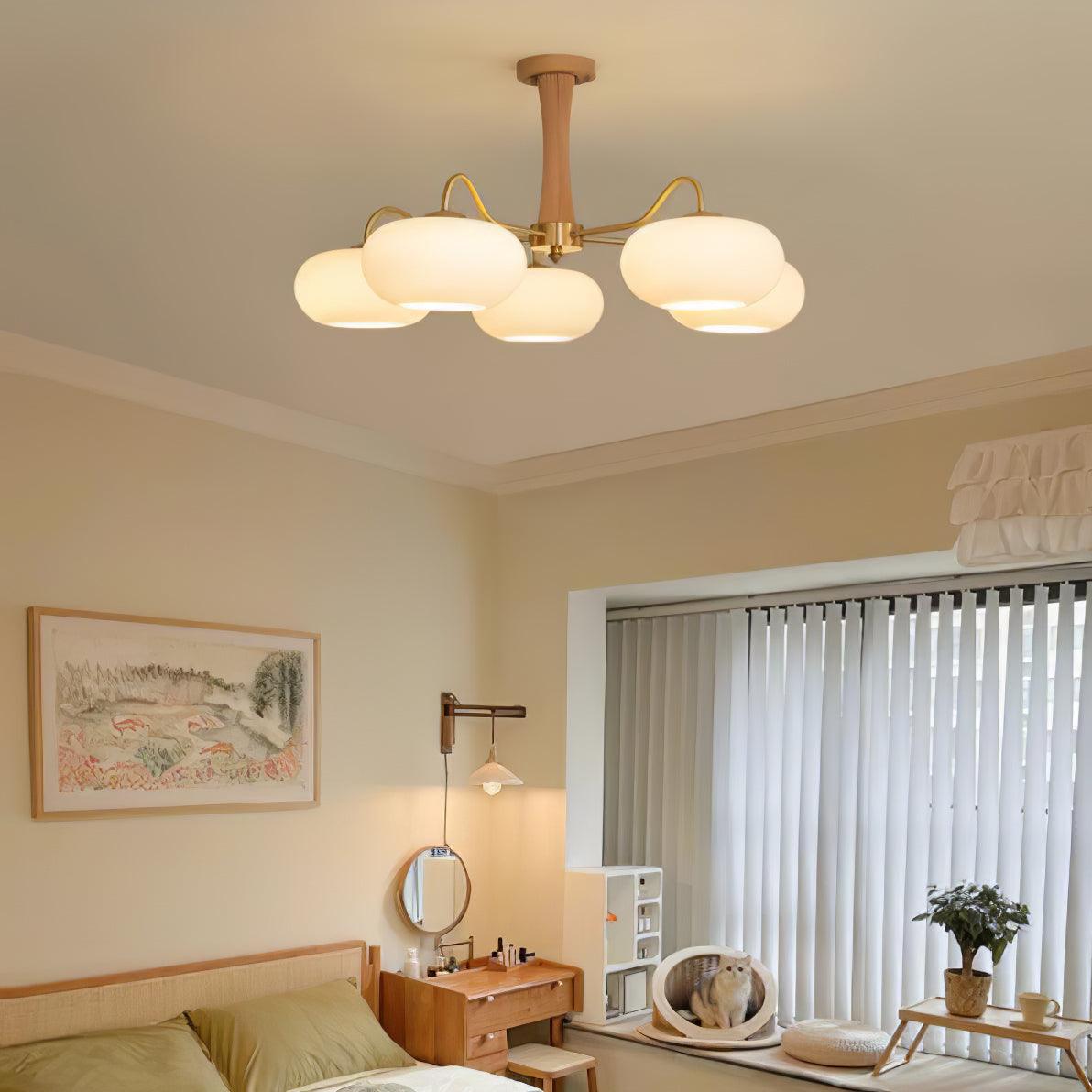 Wooden Chandelier Ceiling Lamp | Elegant Living Room and Bedroom Light Fixture