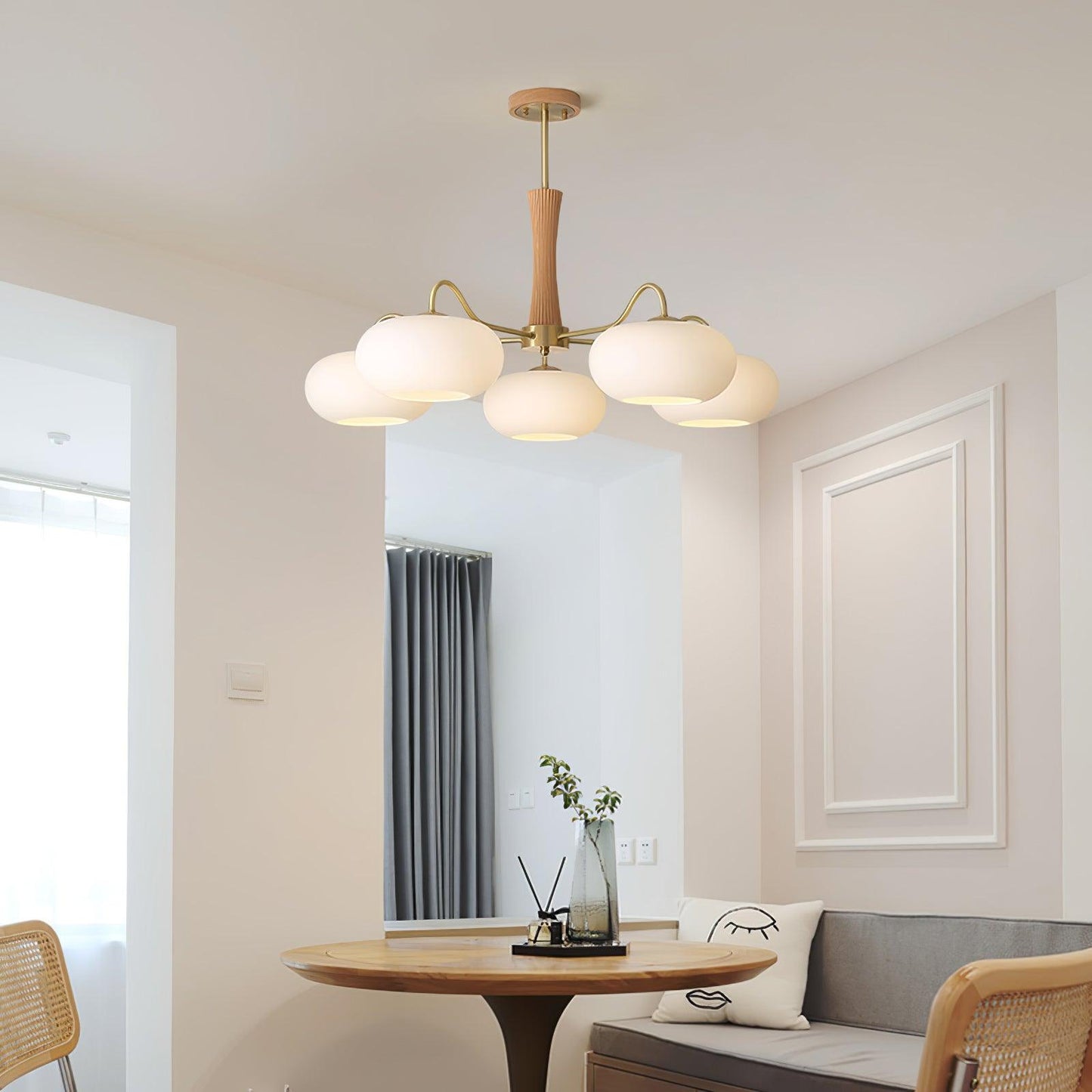 Wooden Chandelier Ceiling Lamp | Elegant Living Room and Bedroom Light Fixture