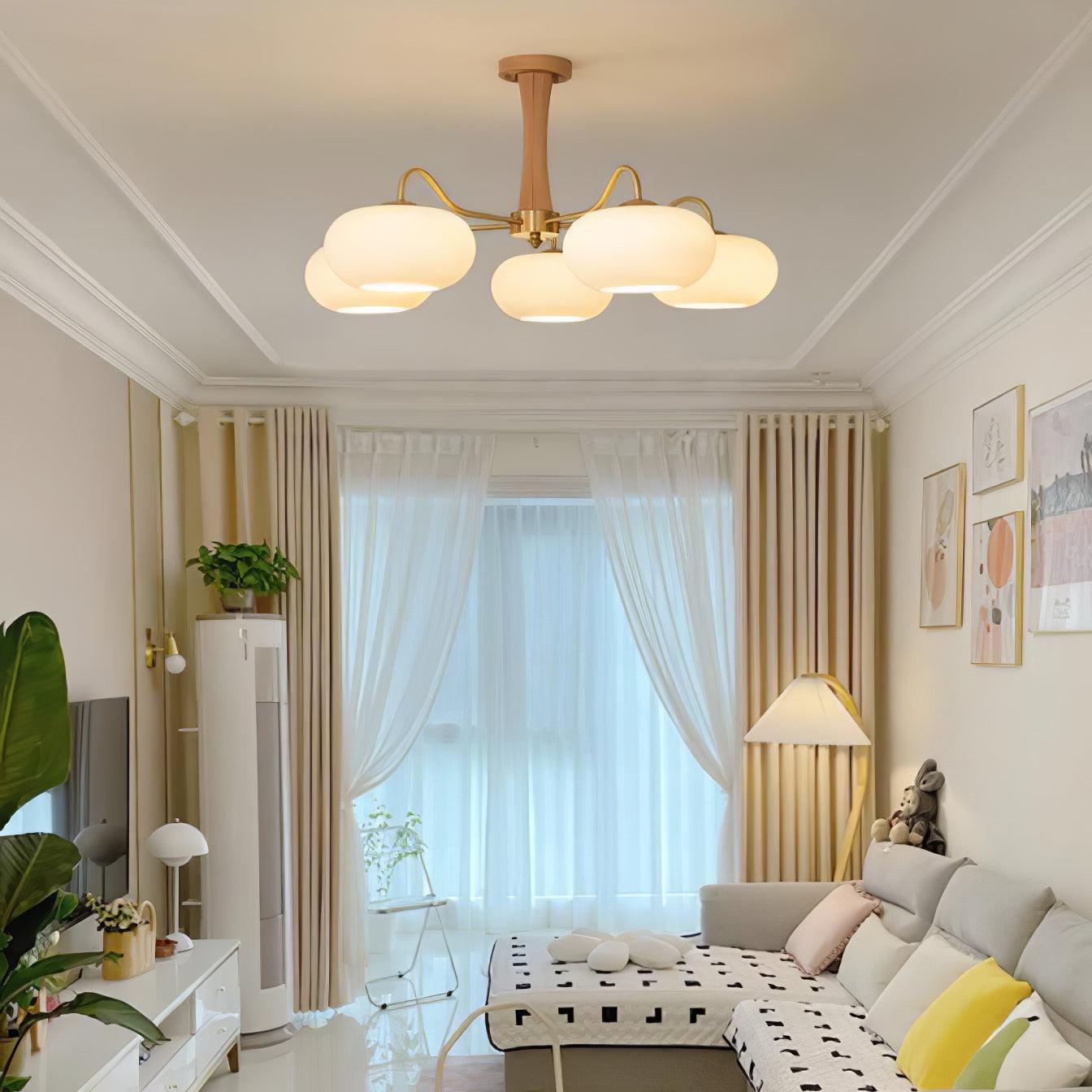 Wooden Chandelier Ceiling Lamp | Elegant Living Room and Bedroom Light Fixture