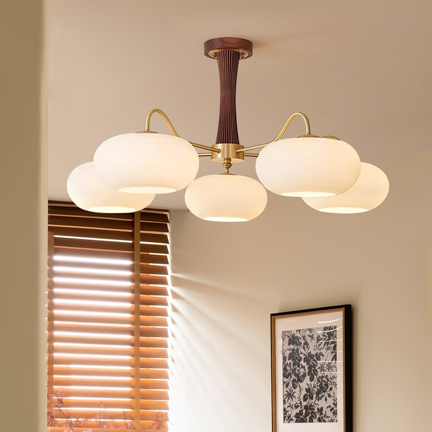 Wooden Chandelier Ceiling Lamp | Elegant Living Room and Bedroom Light Fixture