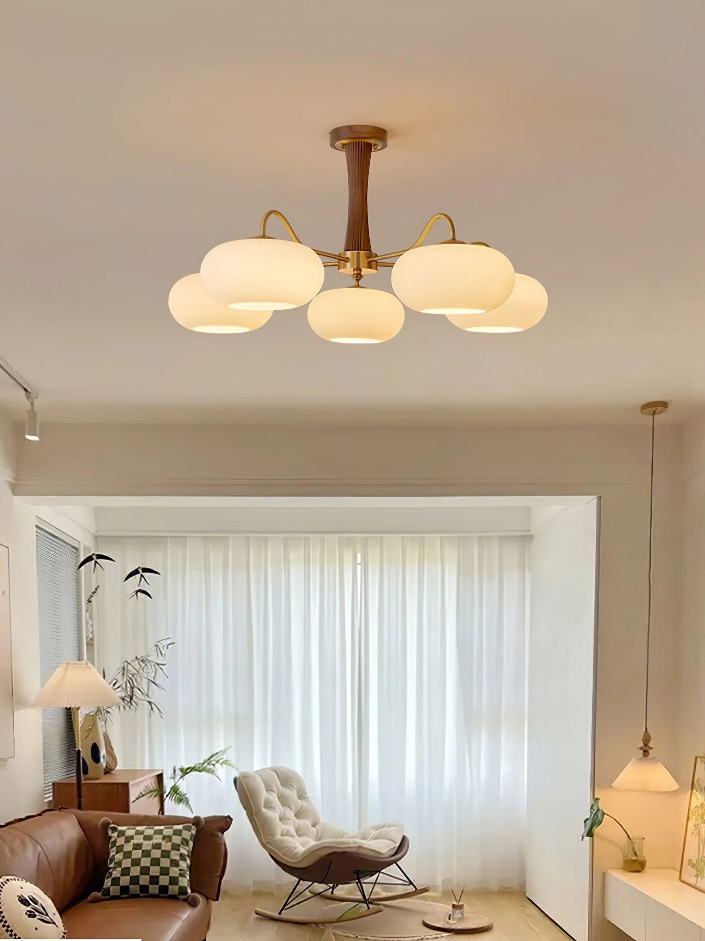 Wooden Chandelier Ceiling Lamp | Elegant Living Room and Bedroom Light Fixture