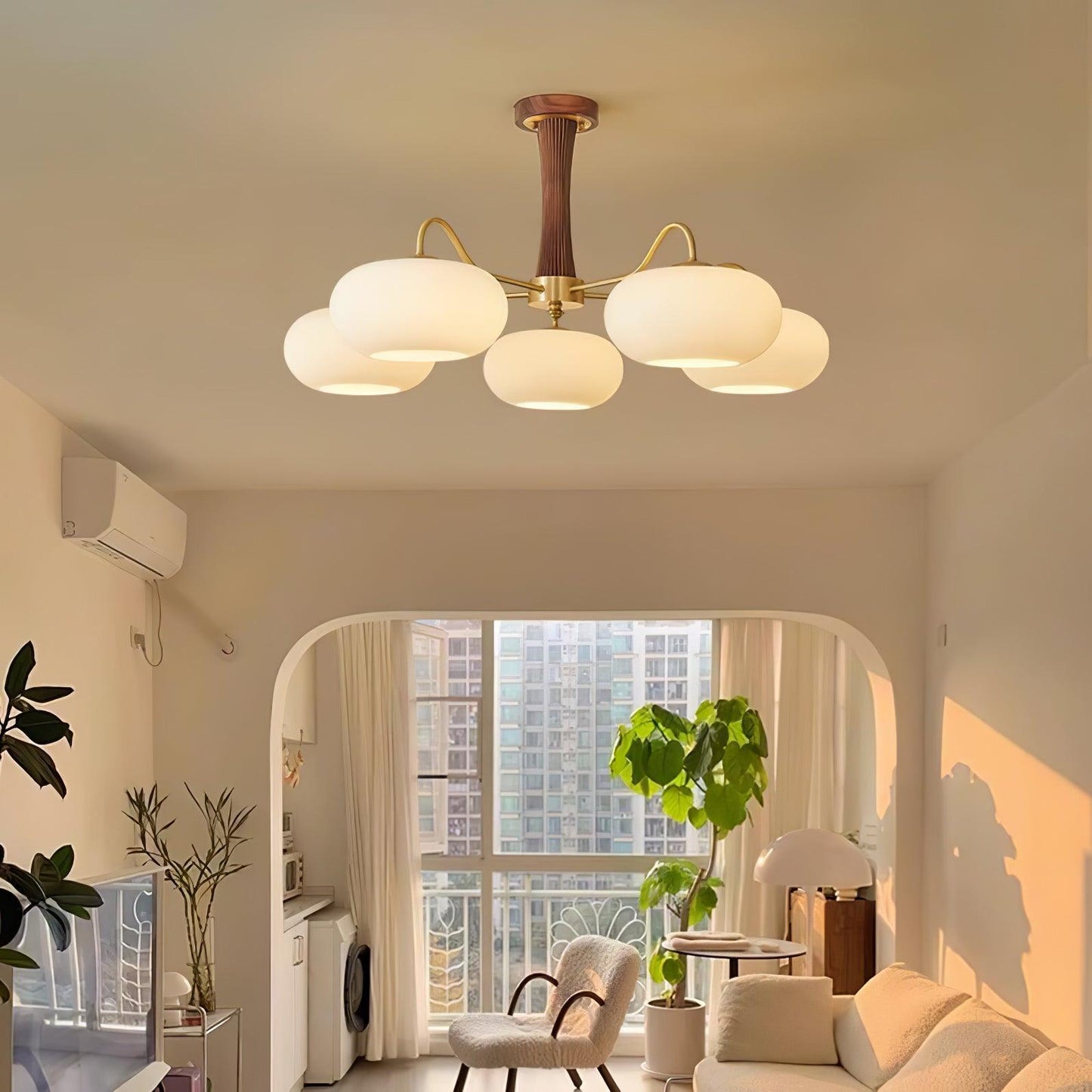 Wooden Chandelier Ceiling Lamp | Elegant Living Room and Bedroom Light Fixture