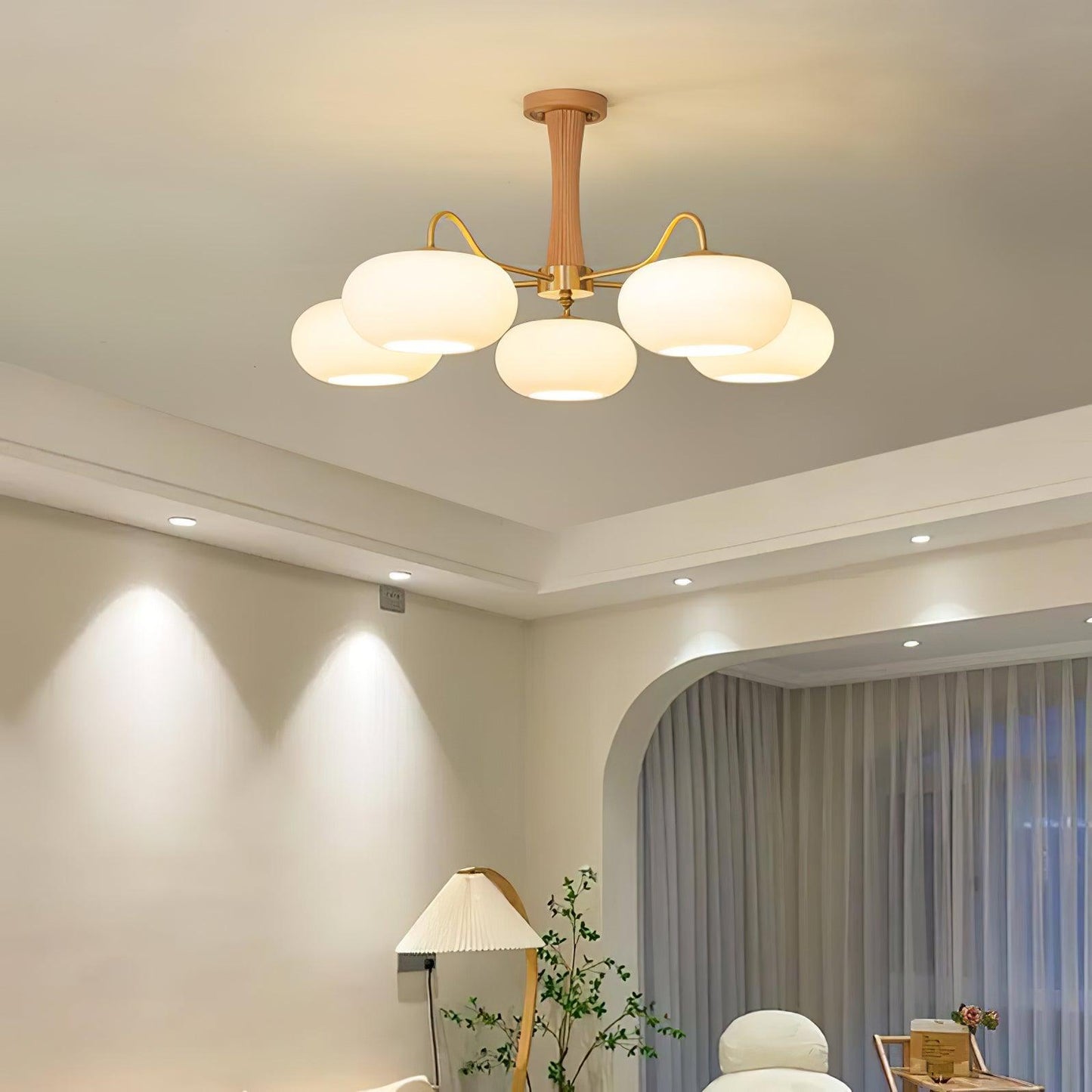 Wooden Chandelier Ceiling Lamp | Elegant Living Room and Bedroom Light Fixture