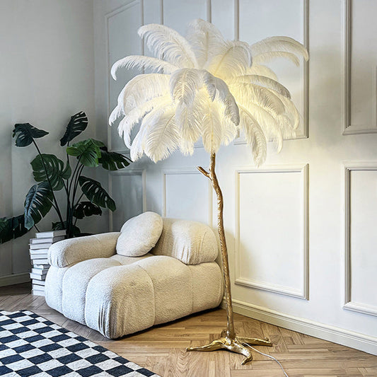 Luxury Feather Floor Lamp in Nordic Style | Decorative Standing Light for Living Room