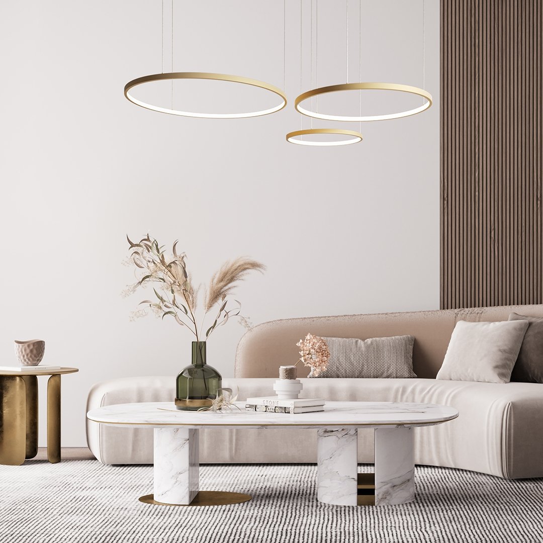 Modern LED Ring Chandelier | Contemporary Dimmable Dining Room Ceiling Light