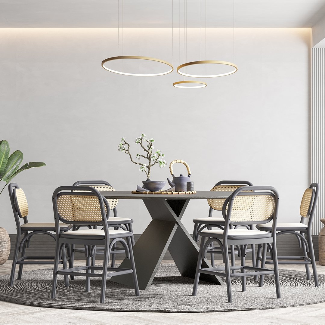Modern LED Ring Chandelier | Contemporary Dimmable Dining Room Ceiling Light