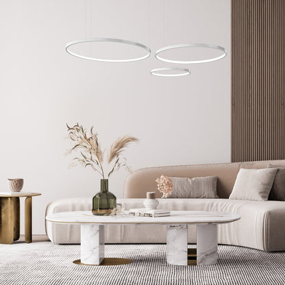 Modern LED Ring Chandelier | Contemporary Dimmable Dining Room Ceiling Light