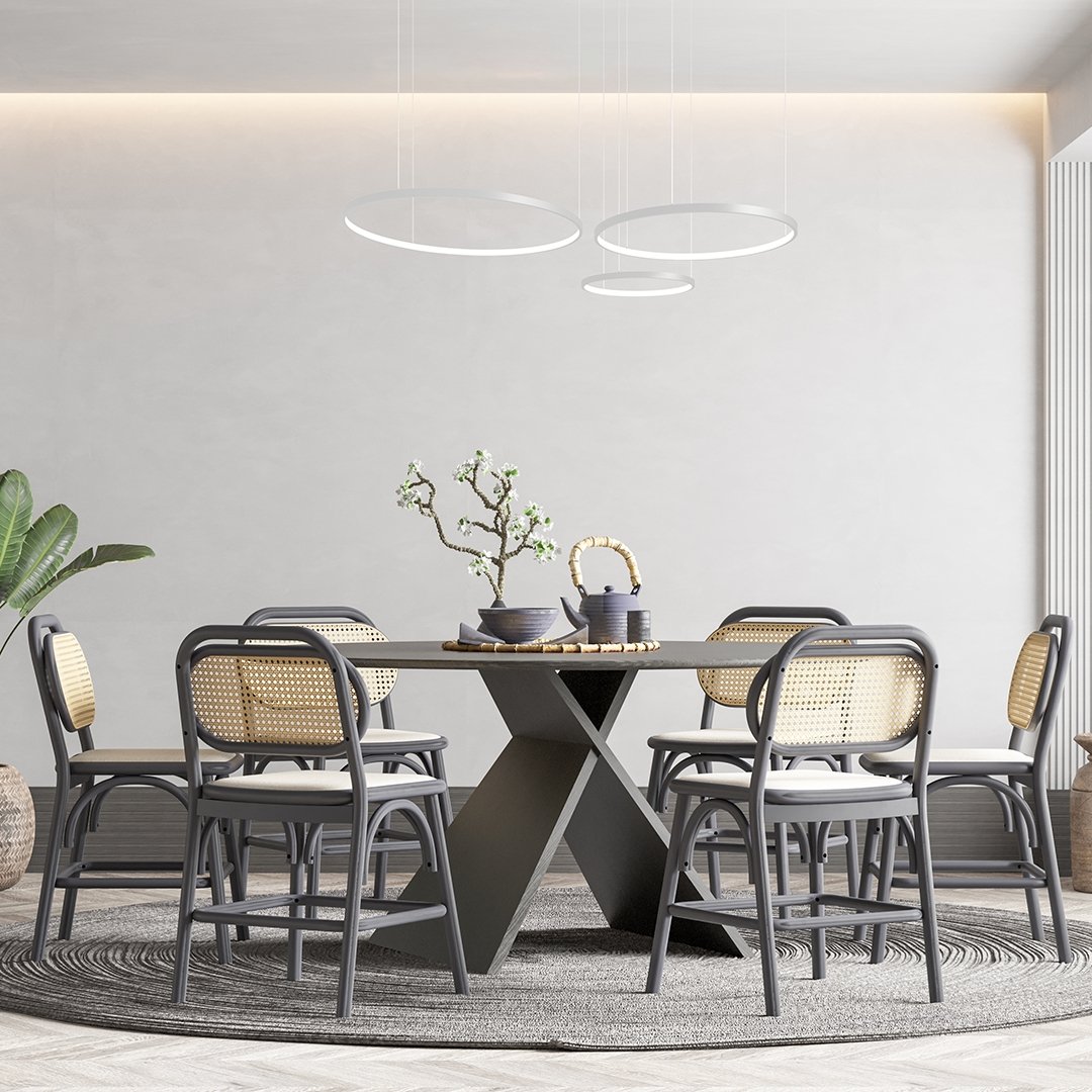 Modern LED Ring Chandelier | Contemporary Dimmable Dining Room Ceiling Light