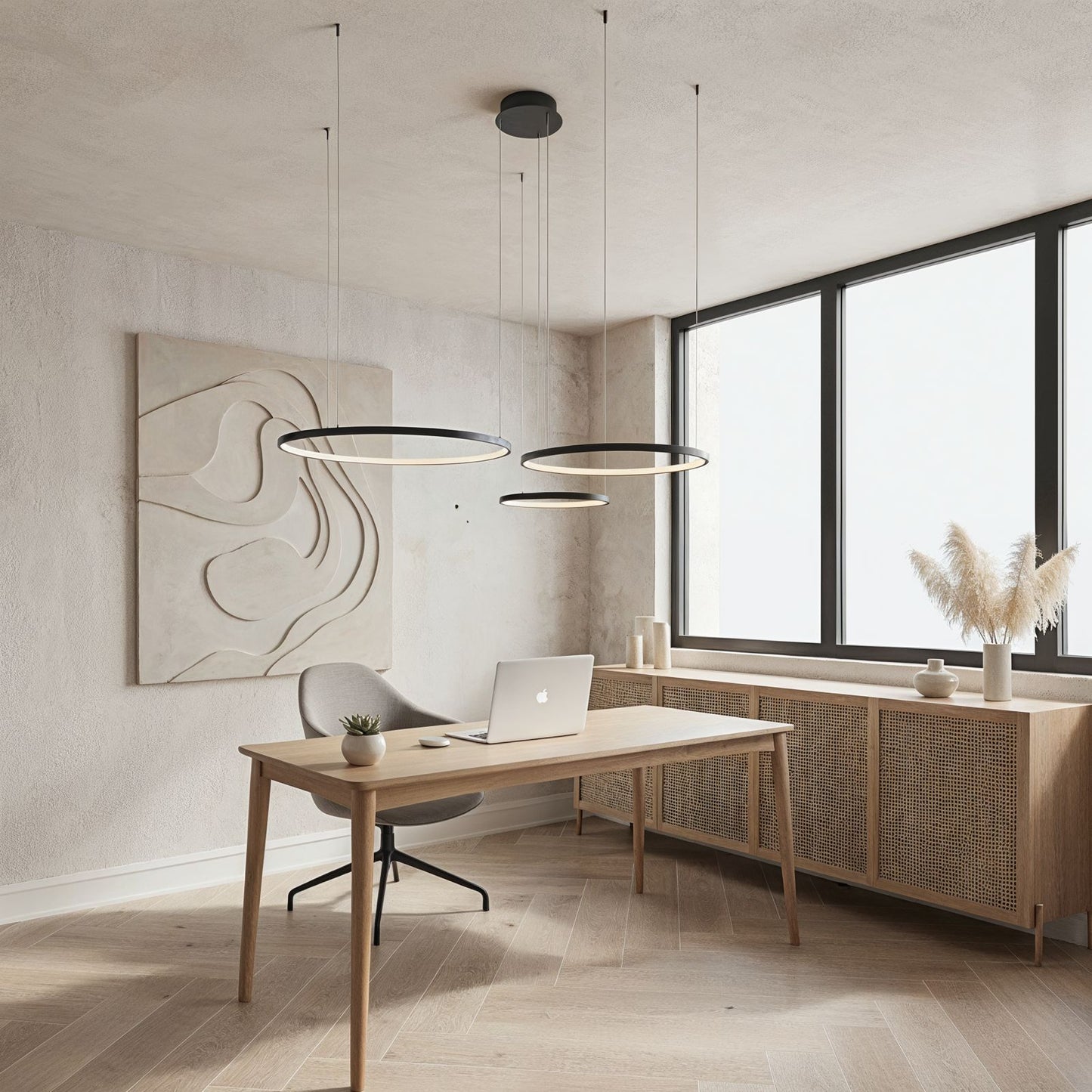 Modern LED Ring Chandelier | Contemporary Dimmable Dining Room Ceiling Light