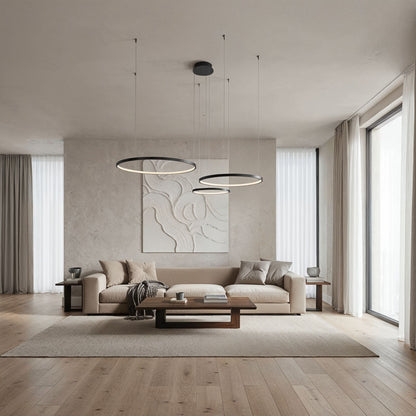 Modern LED Ring Chandelier | Contemporary Dimmable Dining Room Ceiling Light