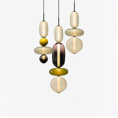 Coloured Glass Pendant Ceiling Lamp | Modern Chandelier Light for Dining and Living