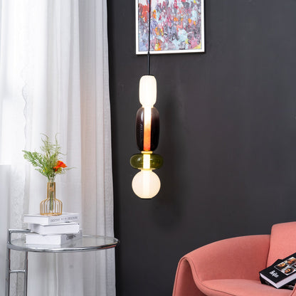 Coloured Glass Pendant Ceiling Lamp | Modern Chandelier Light for Dining and Living