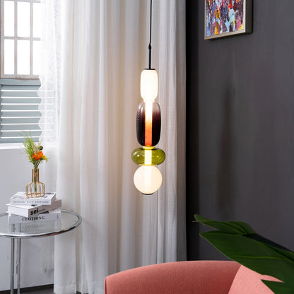 Coloured Glass Pendant Ceiling Lamp | Modern Chandelier Light for Dining and Living