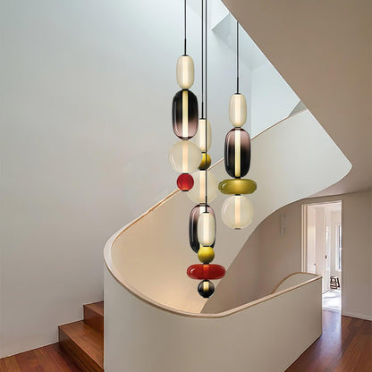 Coloured Glass Pendant Ceiling Lamp | Modern Chandelier Light for Dining and Living