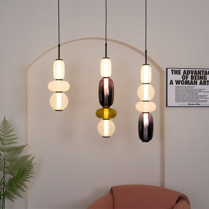 Coloured Glass Pendant Ceiling Lamp | Modern Chandelier Light for Dining and Living