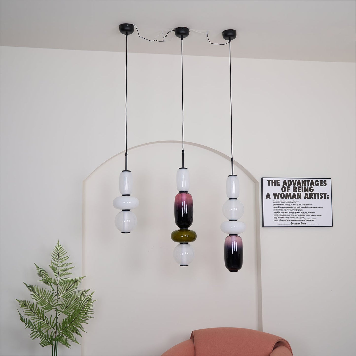 Coloured Glass Pendant Ceiling Lamp | Modern Chandelier Light for Dining and Living