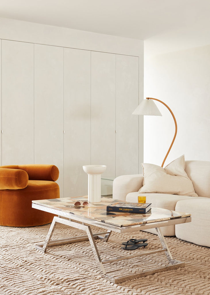 Scandinavian Curved Wooden Floor Lamp with Pleated Shade | Modern Living Room Light