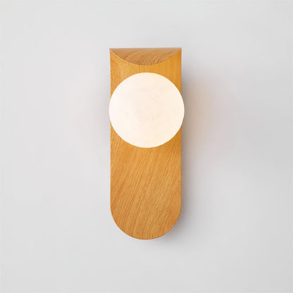 Modern Wood Wall Lamp | Curved Globe Sconce for Living Room or Bedroom
