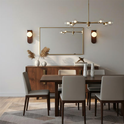 Modern Wood Wall Lamp | Curved Globe Sconce for Living Room or Bedroom