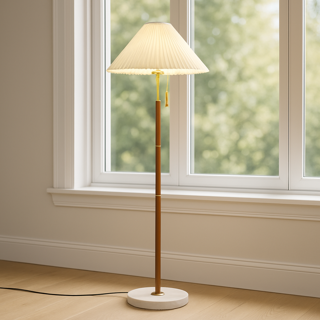 Vintage Wooden Floor Lamp | Modern Standing Light for Living Room and Bedroom