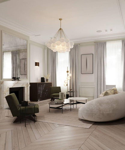 Modern Frosted Glass Ball Chandelier | Luxury Ceiling Lamp for Living Room & Bedroom