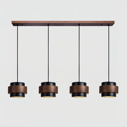 Modern Stone and Wood Pendant Light | Natural Travertine Ceiling Lamp