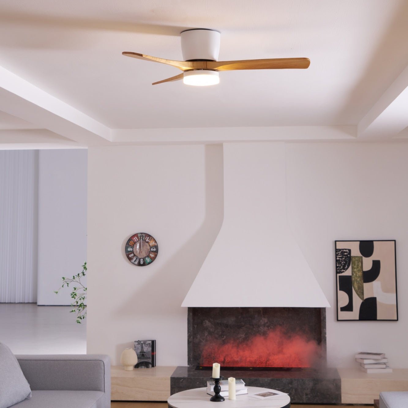 Modern Nordic Wooden Ceiling Fan with LED Light | Quiet Bedroom Ceiling Lamp