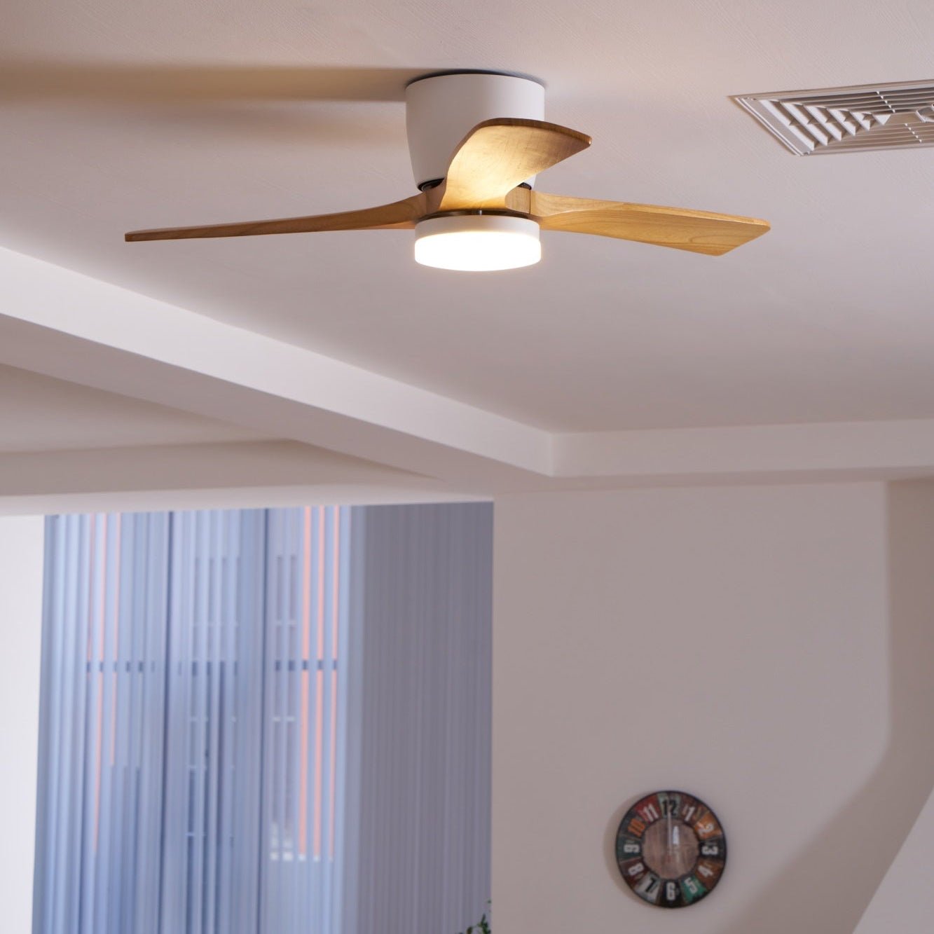 Modern Nordic Wooden Ceiling Fan with LED Light | Quiet Bedroom Ceiling Lamp