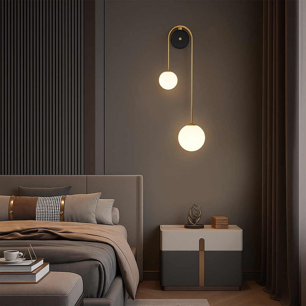 Modern Brass Wall Light | Curved LED Sconce for Bedroom and Living Room