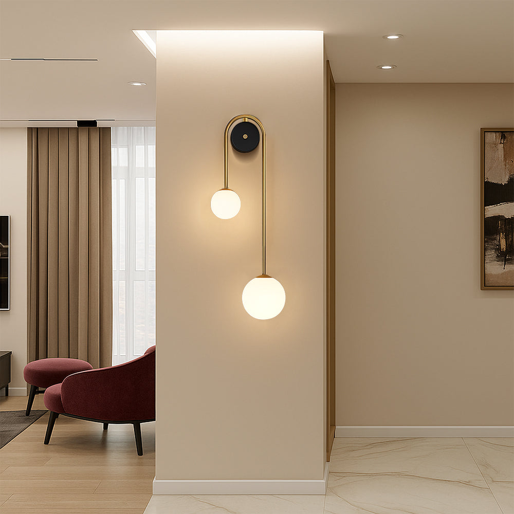 Modern Brass Wall Light | Curved LED Sconce for Bedroom and Living Room