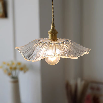 Vintage Flower Glass Pendant Light | Retro Plug-in Ceiling Lamp