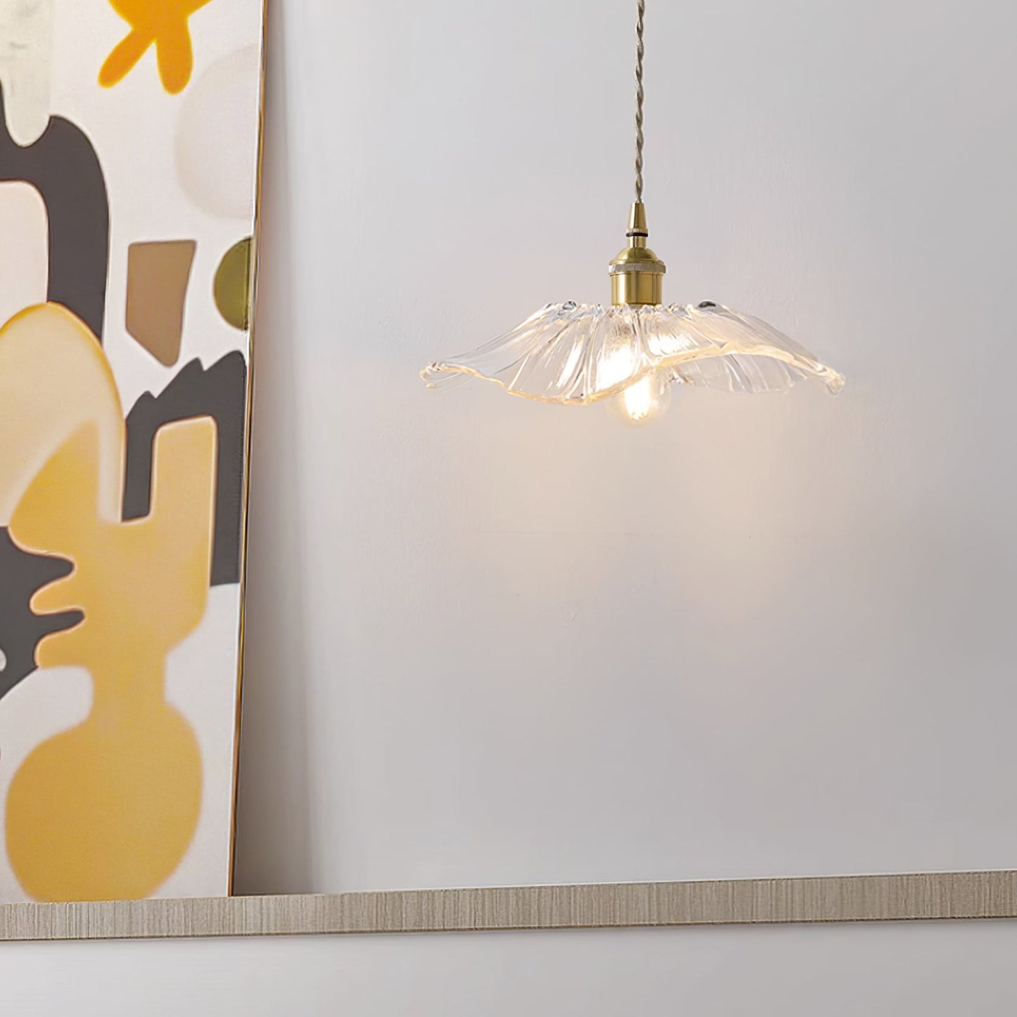 Vintage Flower Glass Pendant Light | Retro Plug-in Ceiling Lamp