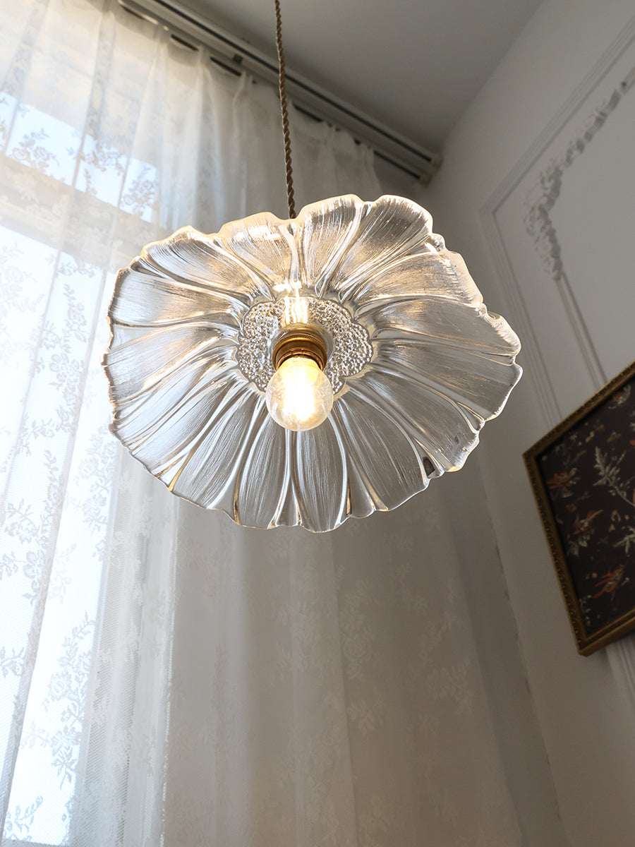 Vintage Flower Glass Pendant Light | Retro Plug-in Ceiling Lamp