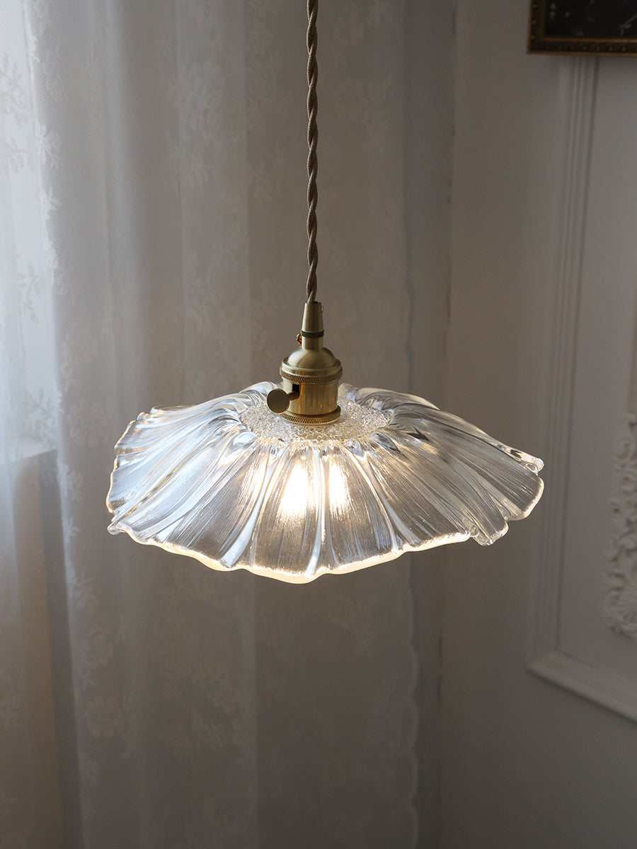 Vintage Flower Glass Pendant Light | Retro Plug-in Ceiling Lamp