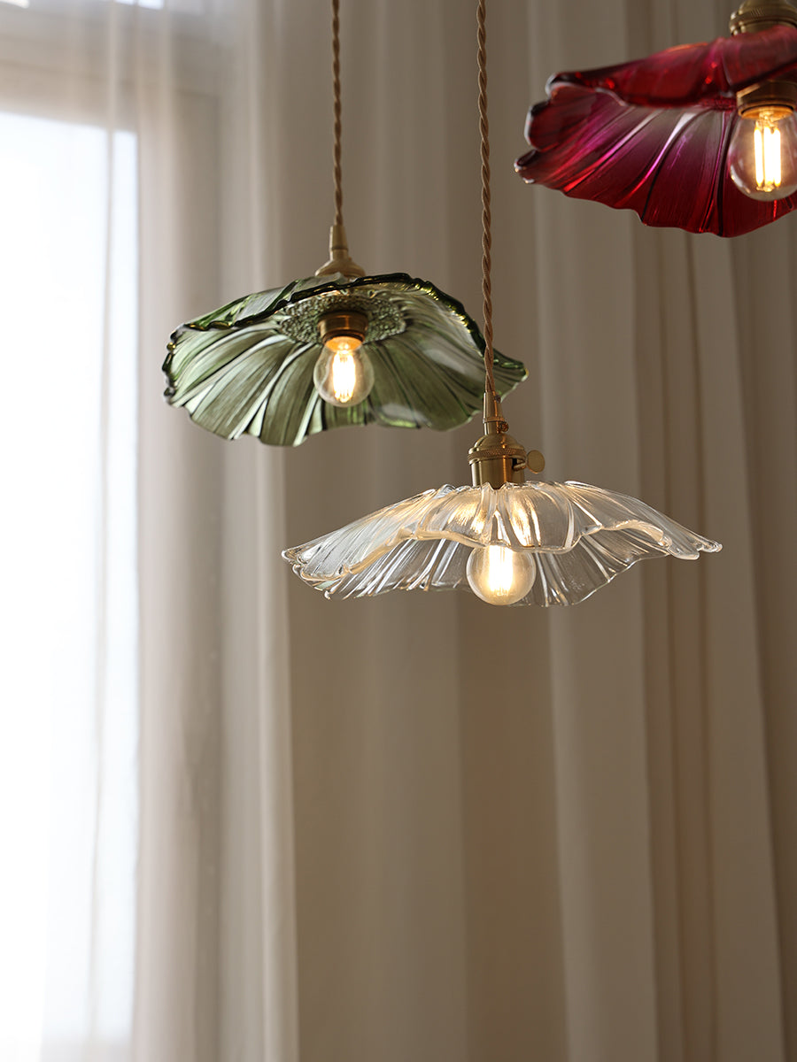 Vintage Flower Glass Pendant Light | Retro Plug-in Ceiling Lamp