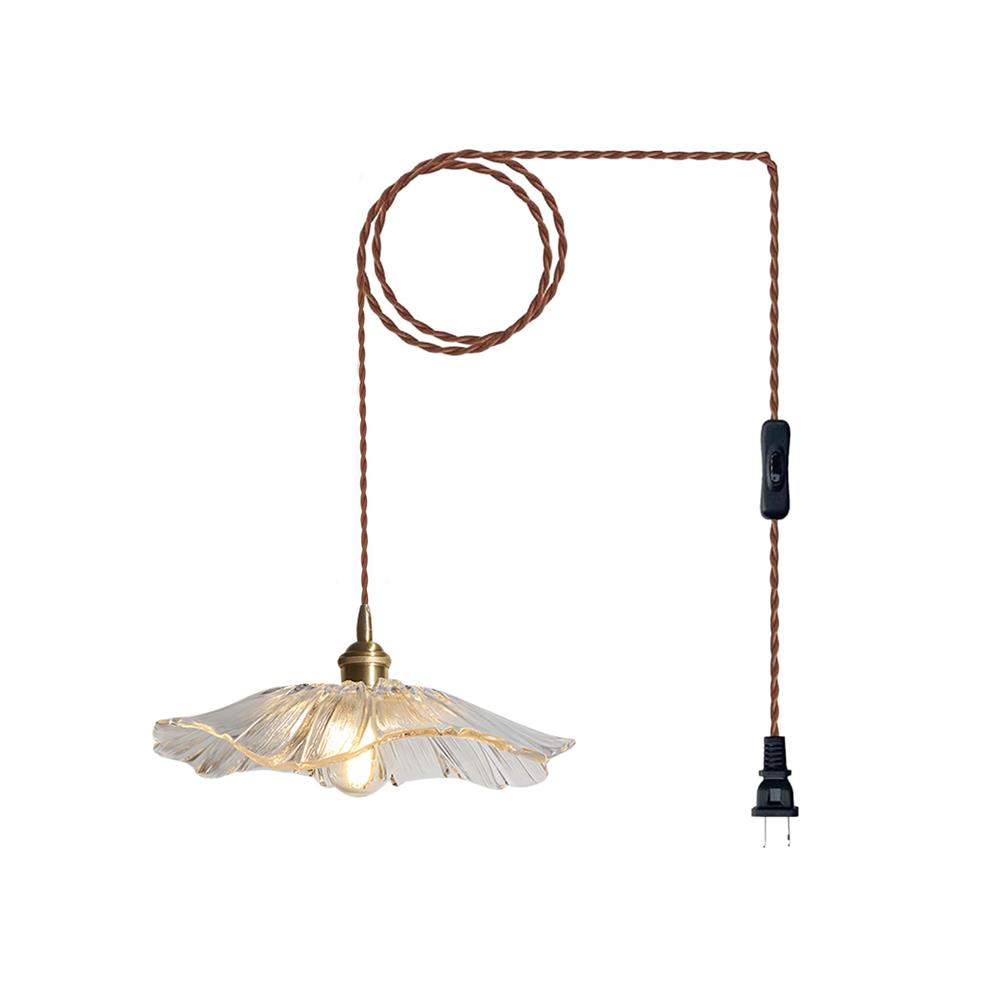 Vintage Flower Glass Pendant Light | Retro Plug-in Ceiling Lamp