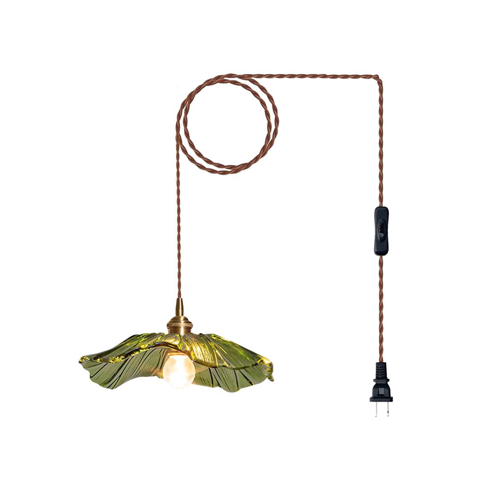 Vintage Flower Glass Pendant Light | Retro Plug-in Ceiling Lamp