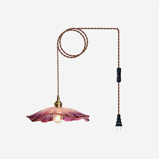 Vintage Flower Glass Pendant Light | Retro Plug-in Ceiling Lamp