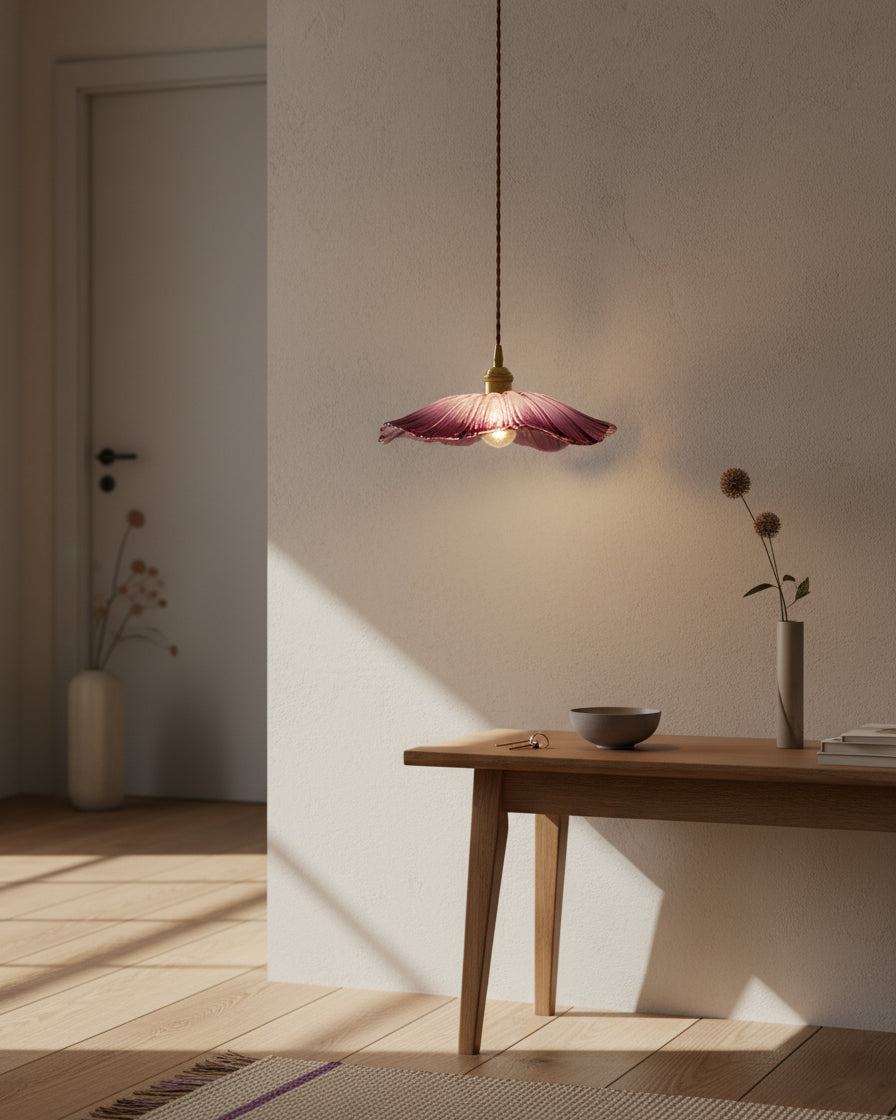 Vintage Flower Glass Pendant Light | Retro Plug-in Ceiling Lamp