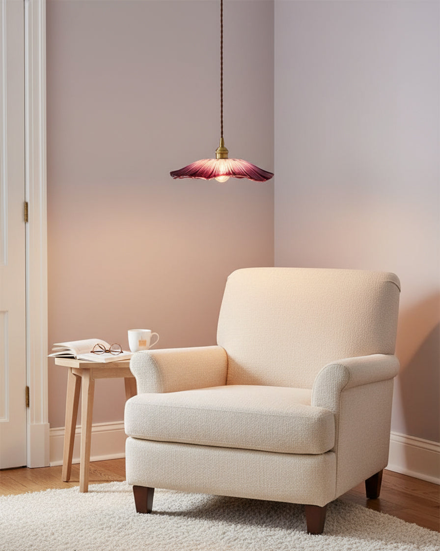 Vintage Flower Glass Pendant Light | Retro Plug-in Ceiling Lamp