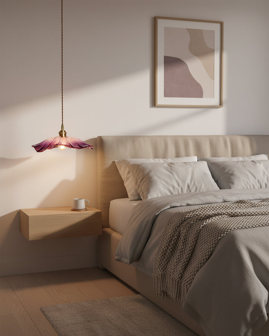 Vintage Flower Glass Pendant Light | Retro Plug-in Ceiling Lamp
