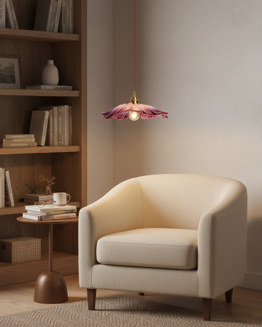 Vintage Flower Glass Pendant Light | Retro Plug-in Ceiling Lamp