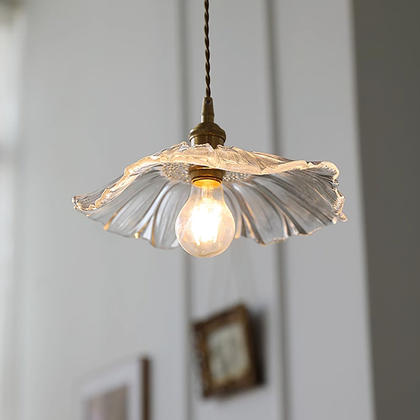 Vintage Flower Glass Pendant Light | Retro Plug-in Ceiling Lamp